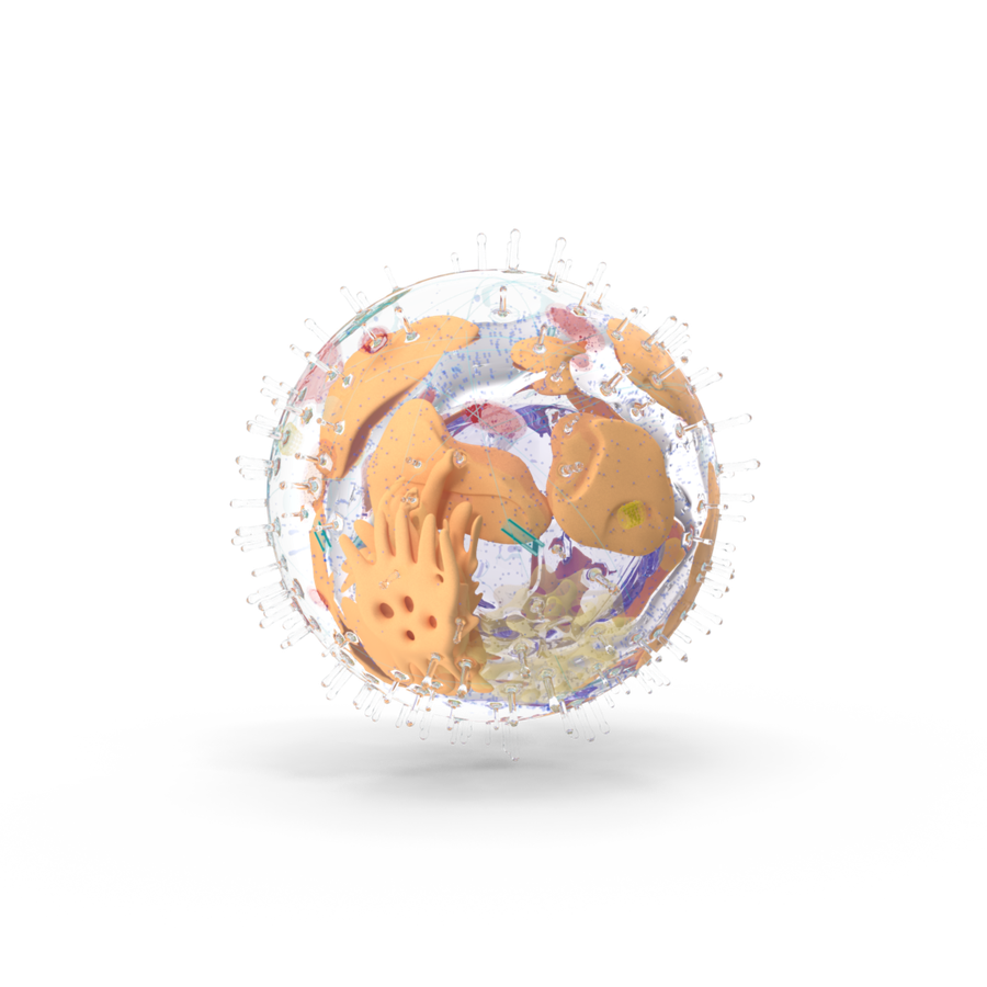 Illustration of a cell targeted by immunotherapy